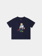 T-shirt blu per neonato con Polo bear,Ralph Lauren Kids,853828025